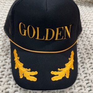 Black Hat with Golden Embroidery